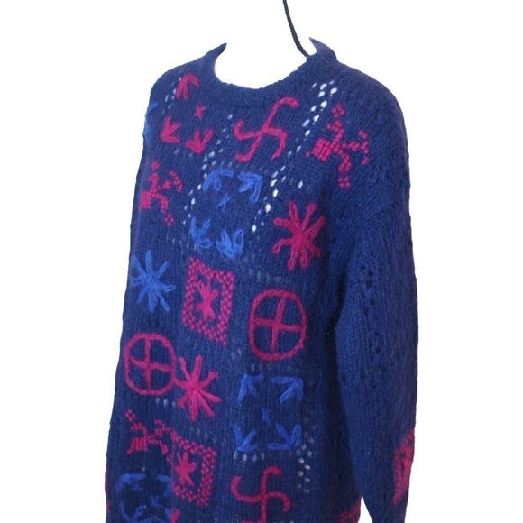 Internationale‎ Handknitted Sweater Dress Blue L - Picture 2 of 9